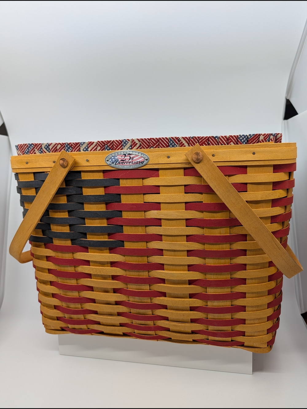 Longaberger 1998 25th Anniversary Collectors Club Flag Basket/Liner/Protector